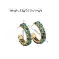 Golden C-shaped woven hoop earrings with turquoise beads and 925 silver posts - African Pine Turquoise Color