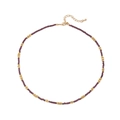 Elegant beaded necklace with garnet stones, gold cubes, and a butterfly pendant accent - Basic Chain