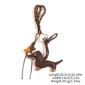 Brown leather dachshund bag charm with braided rope and heart-shaped carabiner hook - Dachshund (Dachshund Bag Charm)