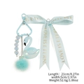 Light blue swan keychain with fluffy pompom and love ribbon, acrylic bag charm accessory - Swan / Sky Blue
