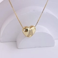Golden heart pendant necklace featuring sparkling letter A with box chain for women - Gold A