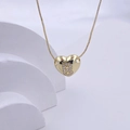 Polished gold heart pendant necklace featuring letter B inlay on a box chain - Gold B