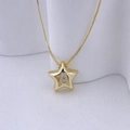 Gold star pendant necklace with crystal letter A on a box chain for women - Gold A