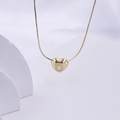 Polished gold heart necklace featuring a sparkling cubic zirconia letter D pendant - Gold D