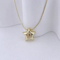 Golden star necklace with a pavé-set letter D pendant on a classic box chain - Gold D
