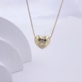 Golden heart pendant necklace featuring sparkling zircon letter G on box chain - Gold G