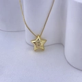 Goldene Stern-Halskette mit Zirkonia-Buchstabe E und feiner Gliederkette für Damen - Gold E