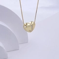 Golden heart necklace with polished finish and zircon-inlaid letter J pendant - Gold J