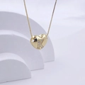 Golden heart pendant necklace with shimmering letter K zircon stones on box chain - Gold K