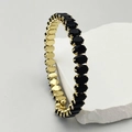 Détail du bracelet éternité avec pierres noires ovales et monture plaquée or - Noir