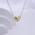 Golden heart pendant necklace with crystal letter L charm on a stylish box chain - Gold L