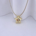 Goldene Sternkette mit Kristallbuchstabe I Anhänger an einer minimalistischen Box-Kette - Gold I