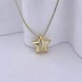 Goldene Stern-Halskette mit Kristall-Buchstabe L an einer feinen Box-Kette - Gold L