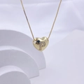 Gold heart pendant necklace with letter P and box chain in a minimalist style - Gold P