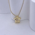 Goldene Sternenkette mit Zirkonia-Buchstaben M an einer feinen Box-Kette - Gold M