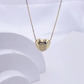 Golden heart-shaped pendant necklace with crystal letter Q on a fine box chain - Gold Q
