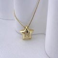 Goldene Stern-Halskette mit Kristallbuchstaben N an einer zarten Box-Kette für Damen - Gold N