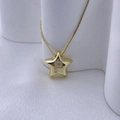Elegante goldene Stern-Halskette mit Zirkonia-Buchstabe P an einer feinen Box-Kette - Gold P