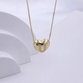 Golden heart necklace with letter U crystal pendant and delicate box chain - Gold U