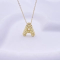 Minimalistische 18K Goldkette mit Buchstaben A Anhänger und Nietenstruktur Design - Großbuchstabe A(5471921552221) / Gold A