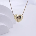 Polished gold heart pendant necklace featuring sparkling letter Y on a box chain - Gold Y