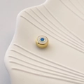 Μακροφωτογραφία χρυσής χάντρας Evil Eye με μπλε και λευκό σμάλτο για κατασκευή κοσμημάτων - Στυλ Α-03 (Στρογγυλό Κακό Μάτι)