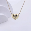 Golden heart necklace with letter Z pendant and micro-paved sparkling zircon stones - Gold Z