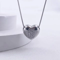 Elegant silver heart necklace featuring a sparkling letter B initial pendant detail - Silver B