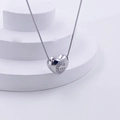 Silver heart pendant necklace with micro-set letter G in sparkling zircon stones - Silver G