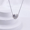 Silver heart pendant necklace with shimmering crystal letter H on white display - Silver H