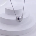 Polished silver heart necklace featuring a sparkling letter L rhinestone pendant - Silver L