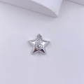 Minimalistische silberne Sternkette mit kristallbesetztem Buchstaben G Detail - Silber G