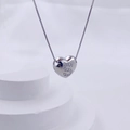 Elegant silver heart necklace featuring a sparkling crystal encrusted letter S pendant - Silver S-Shape