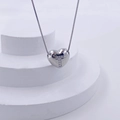 Polished silver heart pendant necklace featuring micro-set zircon letter T design - Silver T