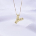 Minimalistische 18K goldene Buchstabe Y Halskette mit facettierter Oberflächenstruktur - Gold Y