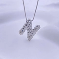 Minimalistische silberne N-Buchstaben-Halskette mit 3D-Bubble-Anhänger und Boxkette - Silber N