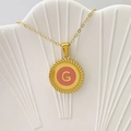 Collana placcata oro con smalto rosa e pendente a lettera G per donne - Lettera G / Rosa