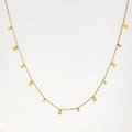 Minimalist gold beaded necklace featuring vintage sunset style stone pendants - Luxury Square Tag Necklace