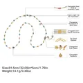Collana lunga fatta a mano con perle in pietra naturale blu e dettagli floreali oro - Stile Blu (XL-774J) / 81.5cm / Blu