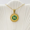 Elegante collana in acciaio dorato con pendente in malachite verde e lettera N - Lettera N / Verde