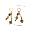 Set de 3 pendientes bohemios con cuerda trenzada marrón y cuentas de piedra natural - Eco Tribal