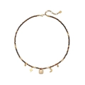 Collana bohémien di perline marroni con ciondoli a stella e luna e tocchi dorati - Collana di Perline Stella Luna (XL-1487CY)