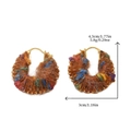 Handmade chunky knit earrings with colorful wool yarn and gold buckles for women - Brown Plush Hoop