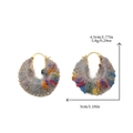 Handmade gray fuzzy knit hoop earrings with colorful specks and dimensions 1.77in x 1.18in - Light Gray Plush Hoop