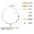 Collana lunga boho con pietre naturali e nappina, lunghezza personalizzabile di 60cm - Stile Corno della Selva (XL-1458CY) / 60CM