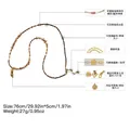 Lunga collana di perline fatta a mano con ciondolo a corno e dettagli personalizzati - Stile Corno della Selva (XL-1458CY-1) / 76cm