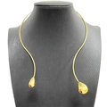 Minimalist gold teardrop choker necklace in polished finish on black display stand - Gold