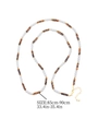 Collana lunga artigianale con perle, pietre occhio di tigre e perline d'oro, 85-90cm - Stile Occhio di Tigre e Perla di Vetro (XL-697J) / 85-90cm