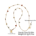 Collana lunga bohémien di perline con pietre naturali e ciondolo a civetta - Stile Pietra Naturale (XL1256DY01-1) / 81.5cm