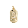 Minimalist gold rectangular pendant with letter A paved in zircons for necklaces - Letter A